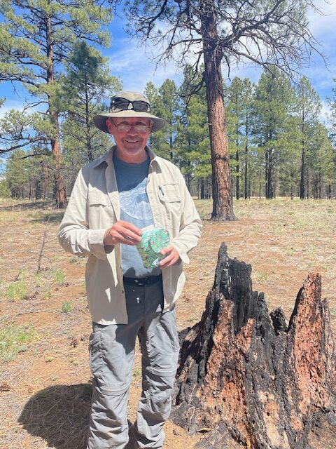 Four Corners Unit Airstream Club members participating in geocaching at an Airstream rally in Flagstaff Arizona