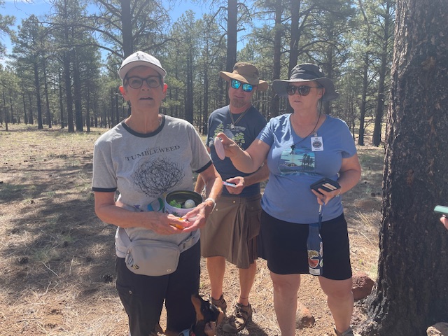Four Corners Unit Airstream Club members participating in geocaching at an Airstream rally in Flagstaff Arizona