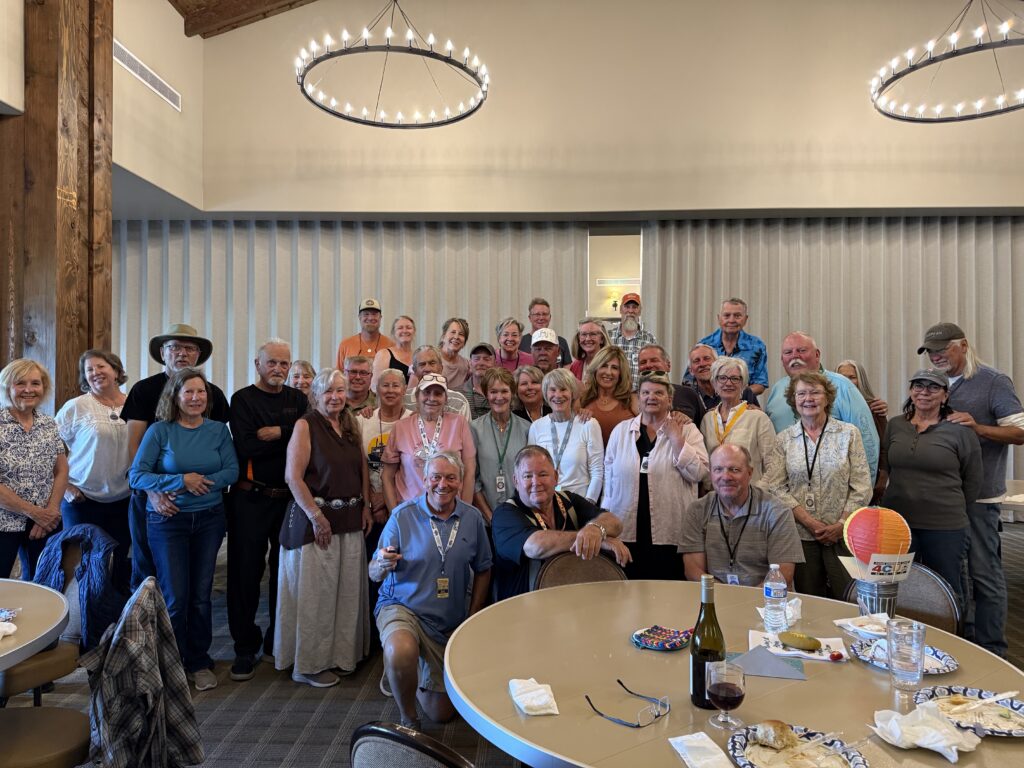 Group photo of Airstream club members at an Airstream Rally in Angel Fire, New Mexico
