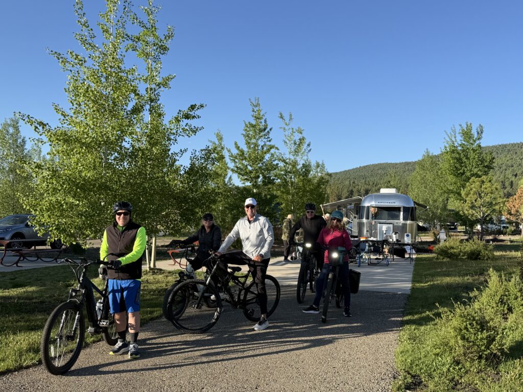 Airstream club members at a New Mexico rally ready to go for a bike ride
