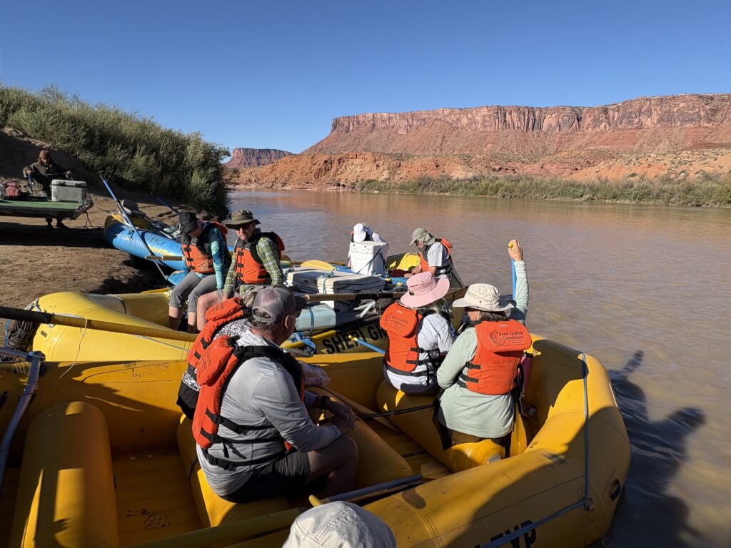 Airstream club members going rafting during a rally in Moab, Utah