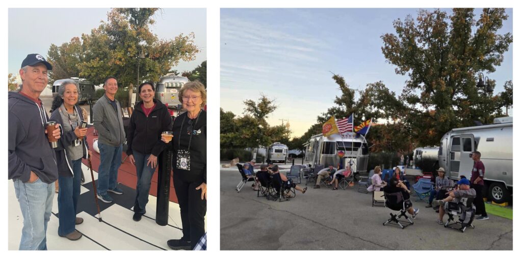 Airstreams and Airstream club members gathered at an urban Airstream Rally in Artesia, New Mexico