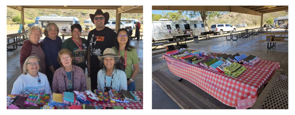 Airstream club members made cheerful pillow cases for Ryan's Case for Smiles during an Airstream Rally at Caballo Lake State Park, New Mexico