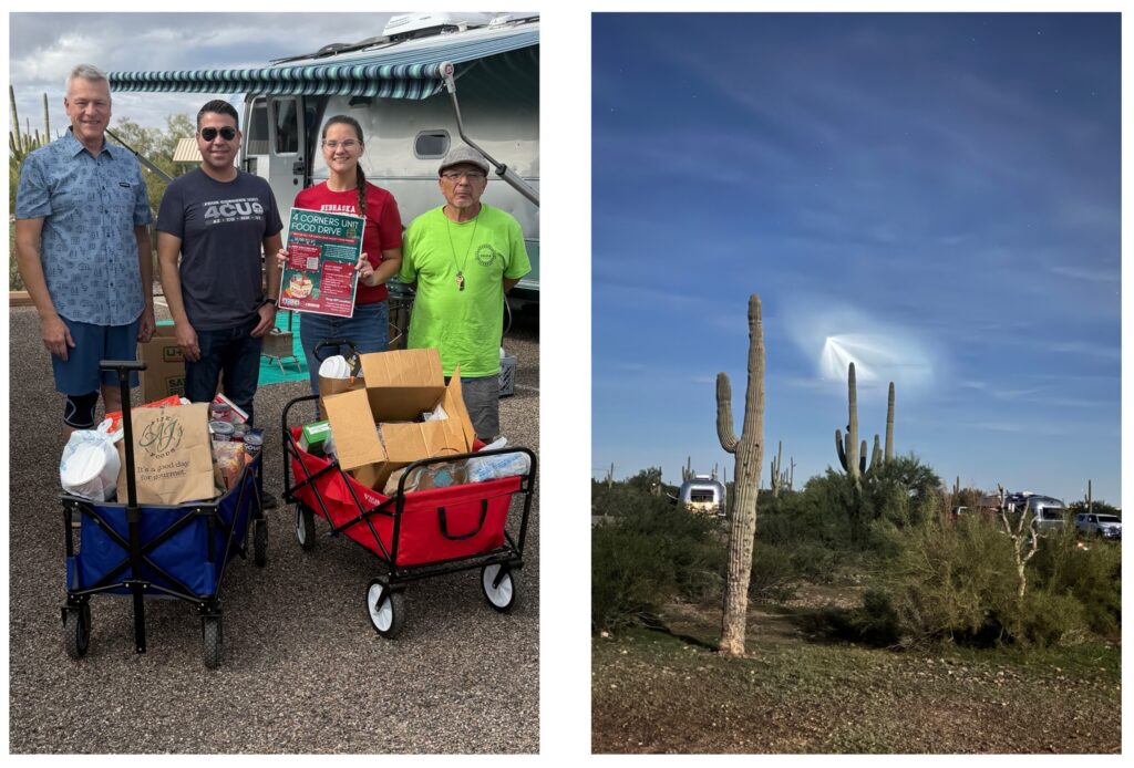Food bank donations by Airstream Club members near Eloy Arizona