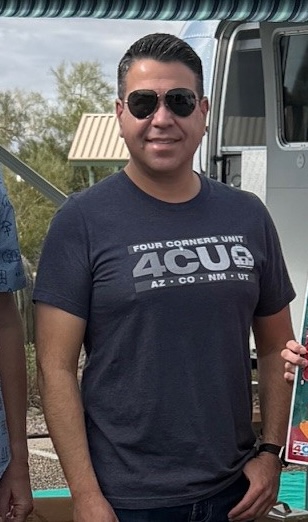 Airstream club member wearing Four Corners Unit logo-wear at a recent Airstream Club Rally near Eloy Arizona
