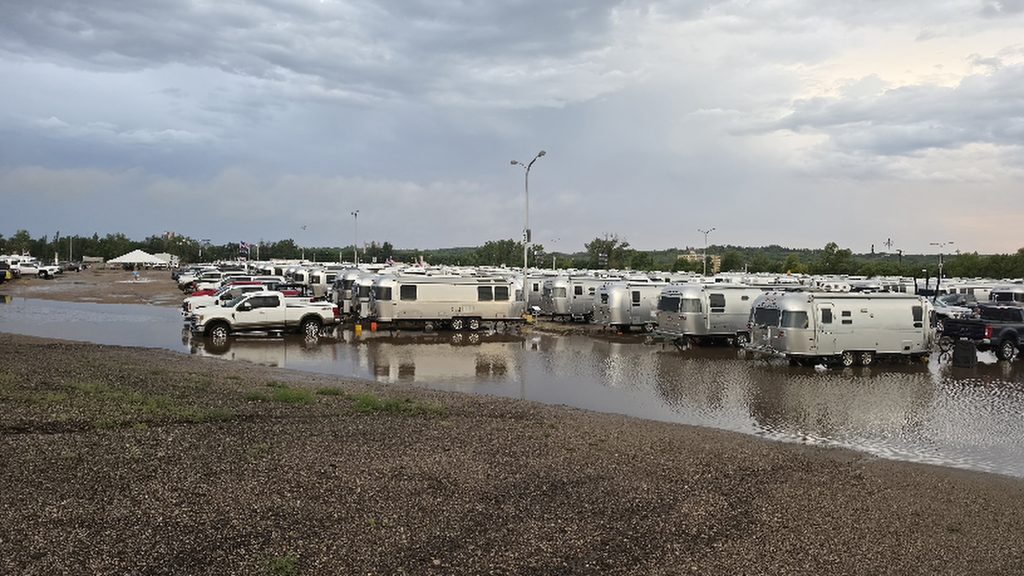 Flooding at the 69th International Airstream Rally at the Minot, North Dakota State Park 2026