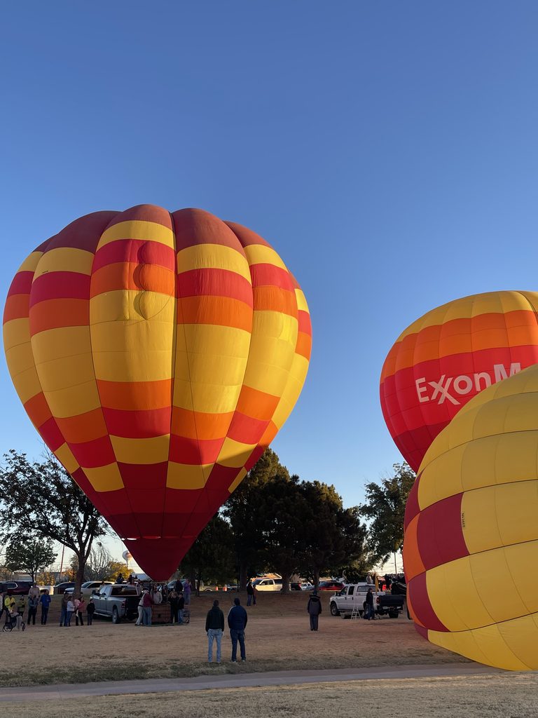 Balloons inflating during an Airstream Club rally in New Mexico